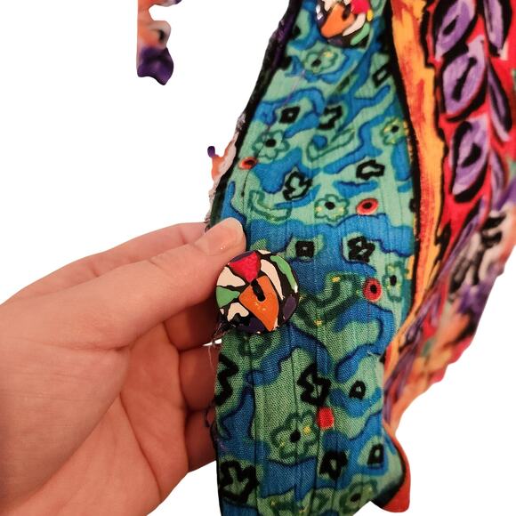 Carole Little Multicolor Vibrant Open Front Crinkle Y2K Hippie Cardigan Size 8 - Picture 7 of 9